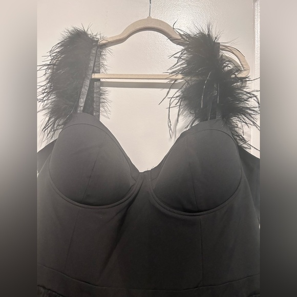 Fashion Nova Black Feathered Tulle Dress - Picture 8 of 9